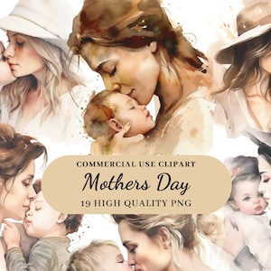 Aquarel Moederdag Clipart, Moeder en Baby, Gift Mother Days, Mother's Days Gift, Moms Mothers Days, Mothers Day Persoonlijk, Commercieel Gebruik
