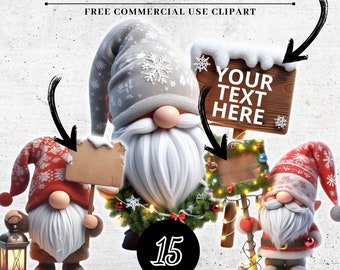 Watercolor Christmas Gnomes Clipart, Garden Gnome PNG SVG, Winter Clipart, Christmas Decorations Clipart, Christmas Graphics, Paper Craft