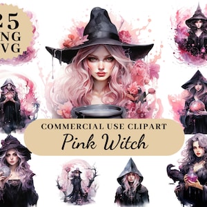 25 Pink Witch Clipart PNG, Witch Clip Art, Magic Clip Art, Mystical Clipart, Witchcraft PNG Clipart, Pagan Clipart, Mystical PNG, Occult