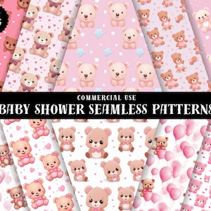 Meisje babyshower digitale papers baby clipart, baby roze papieren, herhaalbare naadloze patronen, Junkjournal papier, digitale zachtheid patroon