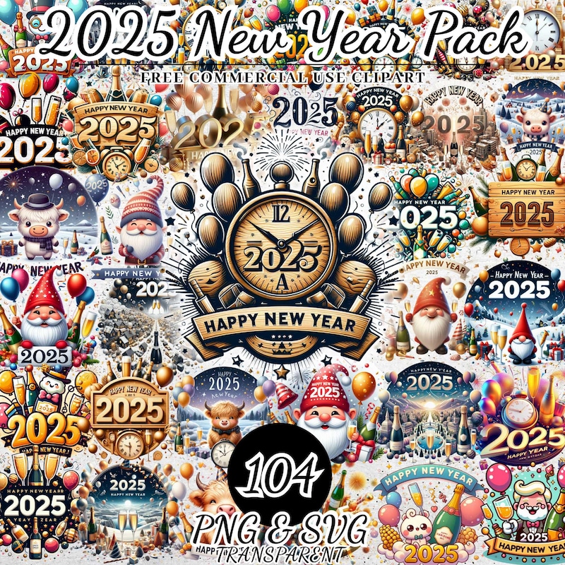 New Year 2025 Clip Art - Etsy