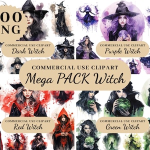 100 Witch Clipart PNG Mega Pack, Witch Clip Art, Magic Clip Art, Mystical Clipart, Witchcraft PNG Clipart, Pagan Clipart, Mystical PNG