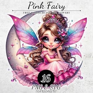 Aquarell süße rosa Fee Clipart, magische Hexe Clipart, mystische Clipart, Hexerei Clipart, Fantasy Papier Handwerk, transparente PNG SVG