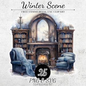 Imágenes prediseñadas de escena de invierno de acuarela, decoraciones navideñas PNG, imágenes prediseñadas para artesanía de papel, país de las maravillas de invierno, PNG transparente SVG, diario basura