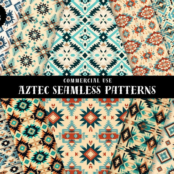 Aztec Seamless Pattern Bundle Digital Paper, Native Americans Digital Paper, Tribal Ethnic Digital Paper, Printful Pattern, Softness Pattern