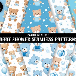 Boy Baby Shower Digital Papers Baby Clipart, Baby Blue Papers, Repeatable Seamless Patterns, Junkjournal Paper, Digital Softness Pattern