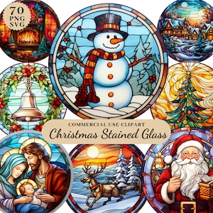 Imágenes prediseñadas de vidrieras de Navidad de acuarela, imágenes prediseñadas de decoraciones navideñas, imágenes prediseñadas festivas para la celebración de Navidad Imágenes Prediseñadas de Navidad Santa
