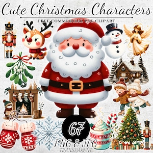 Lindos personajes navideños, gráficos festivos, lindos muñecos de nieve PNG, arte de sublimación navideña, diseños divertidos para decoración artesanal