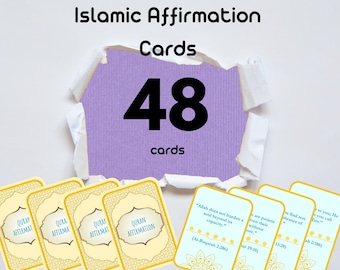 Islamic Affirmation Cards for Anxiety| Muslim Self-Care  |Positive Quotes| Calm & Healing Printable| Islamic Mental Health| Instant Download
