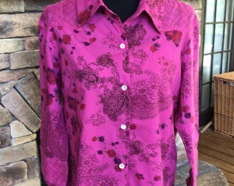 Bill Blass Jeanswear blouse, pink, long sleeve, size L