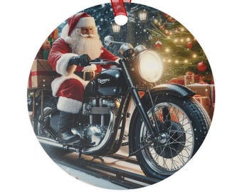 ハーレーダビッドソンのバイクのそりに乗るサンタクロースのクリスマス