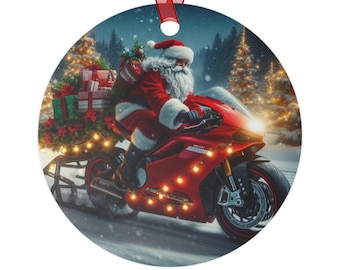 ハーレーダビッドソン サンタクロース 置物 ハーレーダビッドソンのバイクのそりに乗るサンタクロースのクリスマス