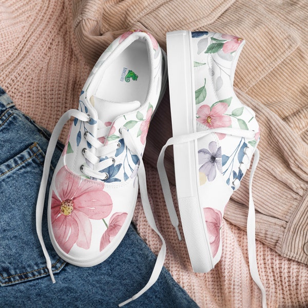 Women’s floral lace-up canvas shoes
