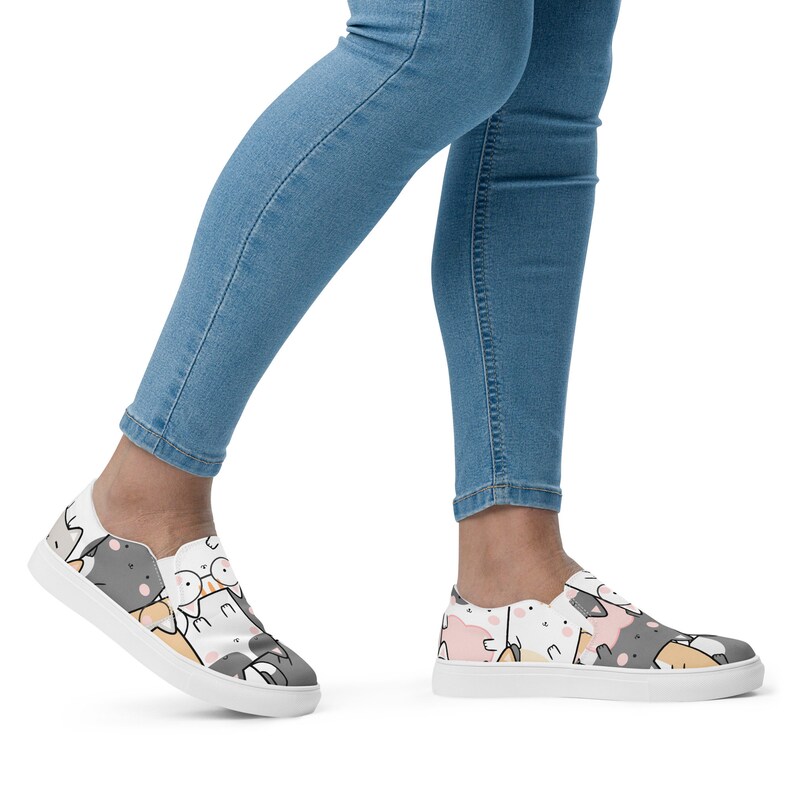 Cat Hippie Psychedelic Women's Slip On Sneakers