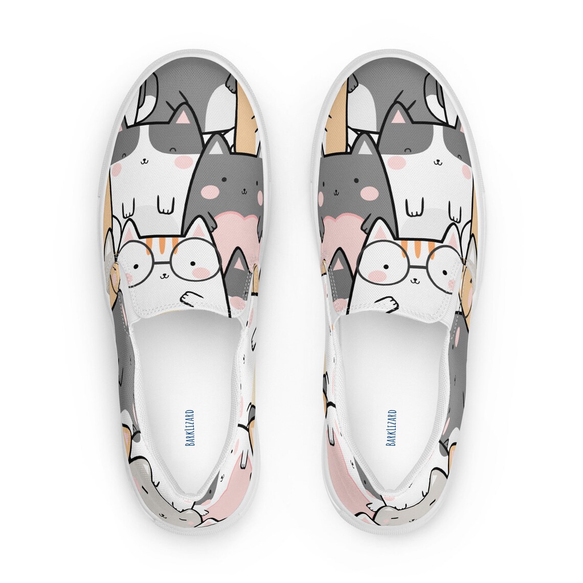 Kawaii Cat Canvas Shoes, Funny Cat Slipon Shoes, Women's Slip on