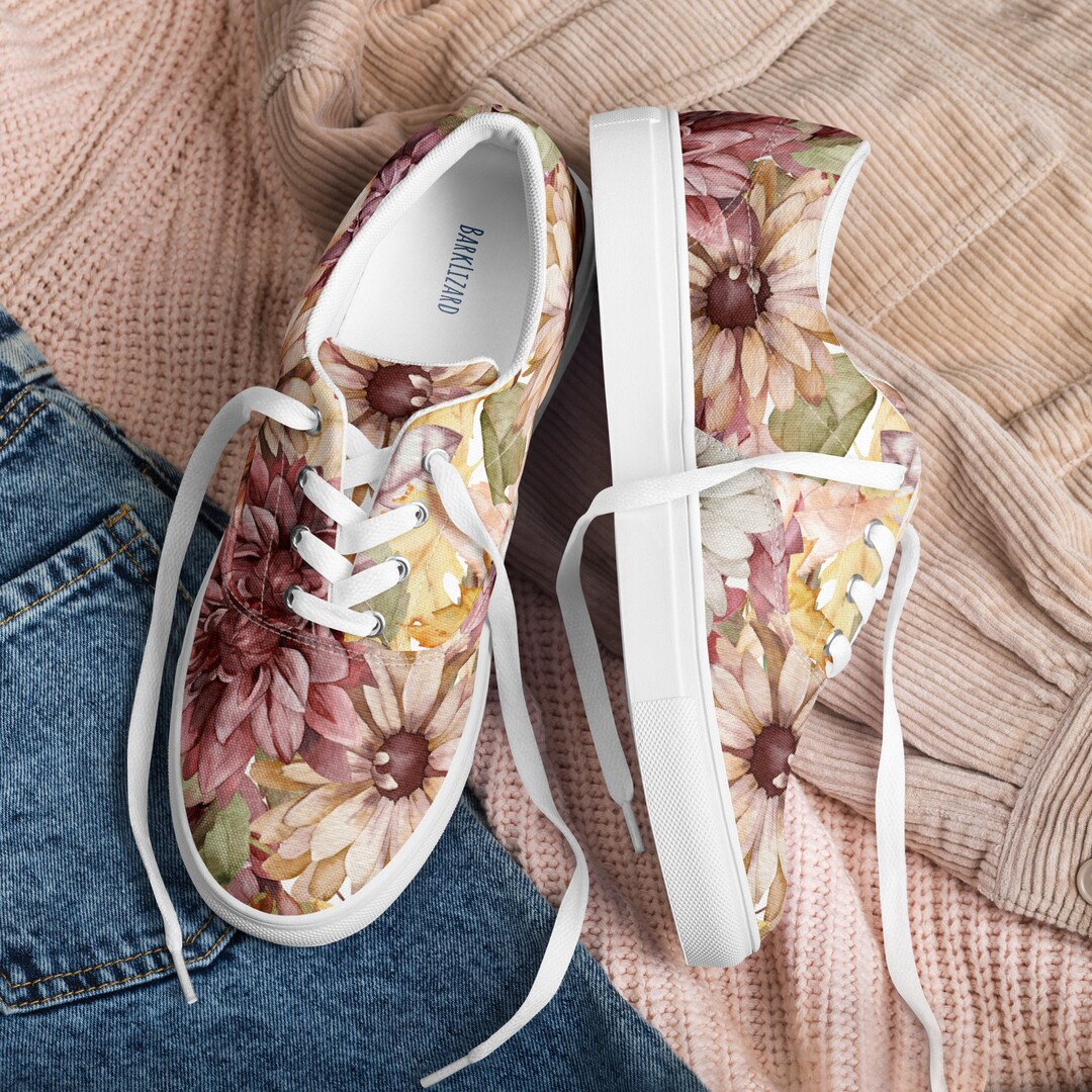 Red Hibiscus Flower Print Women's Slip On Sneakers