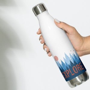 Explore - Stainless Steel Water Bottle, Hiking Water Bottle, Camping Water Bottle, Adventure Water Bottle, Tree Stainless Steel Water Bottle