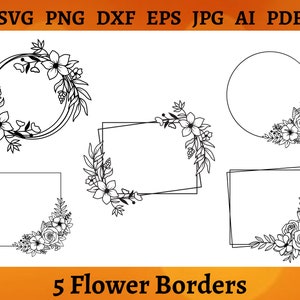 Daisy Bright Pink Red Flower PNG Pdf Border Printable Instant Download, Floral  Paper, Flower Frame, Minimal Clipart, Garden Border, Gift 