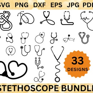33 STETOSCOPIO Pacchetto Svg FONENDOSCOPIO CRICUT Attrezzatura Taglia file Medico File Svg Ospedale Png Medico Sanità Svg Png Dxf Eps Jpg Pdf