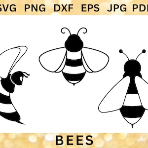 BEES SVG File Honey Bees CRICUT Bee Cut Files Flying Bee Vector Art Honey Bee Svg Cute Bee Clipart Queen Bee Svg Png Dxf Eps Jpg Pdf