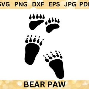 BEAR FOOTSTEPS SVG Monster Claw Cricut Bear Tracks Png Wildlife Cut Files Svg Bear Tracks Svg Bear Paw Print Clipart Svg Png Dxf Eps Jpg Pdf