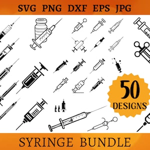 50 SYRINGE SVG Bundle Needle CRICUT Equipment Cut File Syringe Svg Hospital Bundle Medical Clipart Healthcare Svg Doctor Svg Png Dxf Eps Jpg