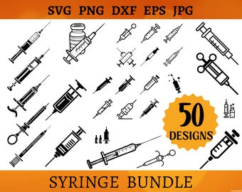 50 SYRINGE SVG Bundle Needle CRICUT Equipment Cut File Syringe Svg Hospital Bundle Medical Clipart Healthcare Svg Doctor Svg Png Dxf Eps Jpg