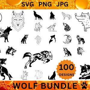 100 WOLF Svg Bundle Howling Wolf Svg Wolf Head Line Art Wolf Moon Cut File Wild Animal CRICUT Cartoon Wolf Silhouette Wild Wolf Svg Png Jpg