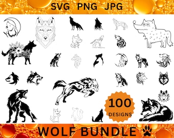 100 WOLF Svg Bundle Howling Wolf Svg Wolf Head Line Art Wolf Moon Cut File Wild Animal CRICUT Cartoon Wolf Silhouette Wild Wolf Svg Png Jpg