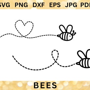 FLYING BEES Svg File Honey Bee CRICUT Bee Path Cut Files Flying Bee Vector Honey Bees Svg Cute Bee Clipart Queen Bee Svg Png Dxf Eps Jpg Pdf