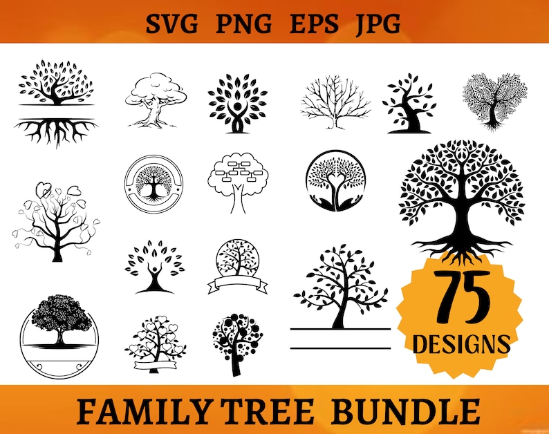 75 FAMILY TREE Svg BUNDLE Tree of Life Cricut Tree Roots Monogram Svg ...