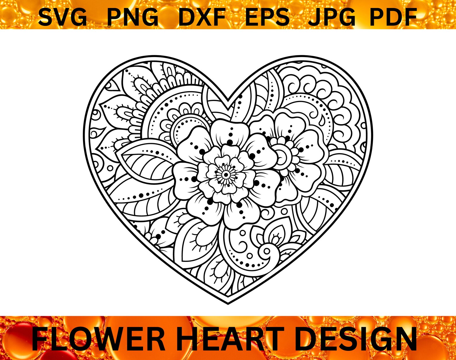 FLOWER HEART Svg Floral Frame Png Botanical Heart Border Svg Love ...