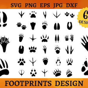 Animal Paw SVG Bundle, Animal Tracks, Hunting Prints Svg Cameo & Cricut,  Paw Clipart Png Eps for Adobe, Footprint Svg Bundle 
