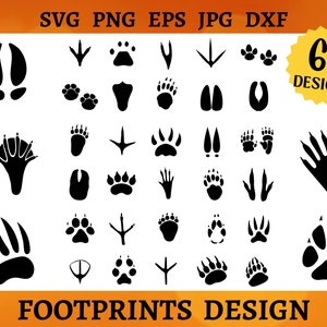 60 ANIMAL FOOTPRINTS Svg Bundle Footstep Svg Animal Paw CRICUT Wildlife Cut File Animal Tracks Animal footprints are unnamed Png Dxf Eps Jpg