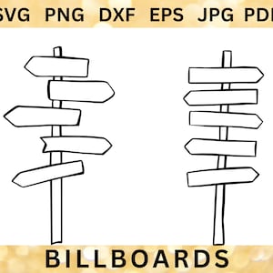 SIGNPOST SVG Freccia in legno CRICUT Cartello stradale File di taglio Road Trip Silhouette Campeggio Direzione Png Escursionismo Wayfinding Sign Board Dxf Eps Jpg Pdf