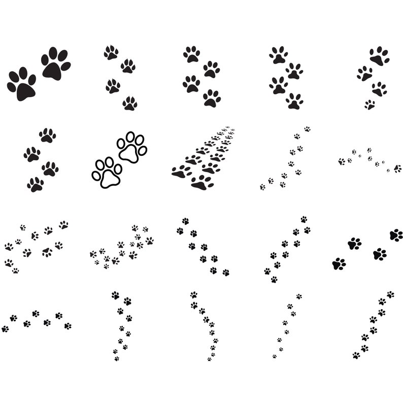 45 PET FOOTPRINT SVG Bundle Pet Paw Print Cricut Valp Paw Svg Cut File Cat Paw Print Silhouette Dog Paw Clipart Vector Art Png Dxf Eps Jpg Ai Pdf bild 9