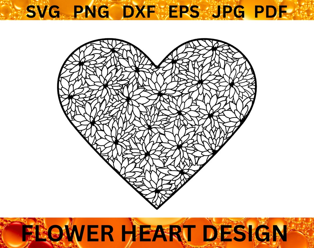 FLOWER HEART Svg Floral Frame Png Botanical Heart Border Svg Love ...