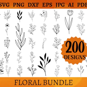 May include: A collection of 200 black and white floral designs. The designs are simple and elegant, and they would be perfect for use in a variety of projects, such as scrapbooking, card making, and digital design.