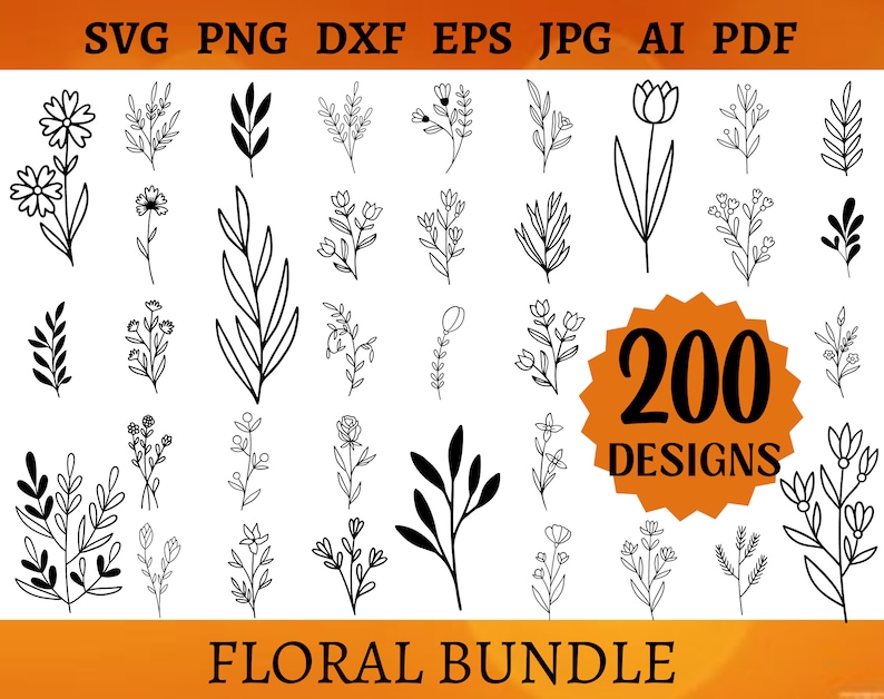 May include: A collection of 200 black and white floral designs. The designs are simple and elegant, and they would be perfect for use in a variety of projects, such as scrapbooking, card making, and digital design.
