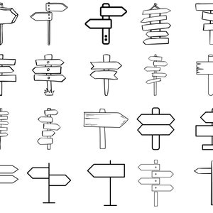 60 SIGNPOST SVG BUNDLE Wooden Arrow Cricut Road Sign Cut Files Road ...