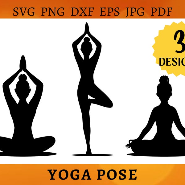 YOGA POSES Svg Lotus Pose Yoga CRICUT Stretching Png Fitness Svg Files Relaxation Clipart Meditation Cut Files Namaste Png Dxf Eps Jpg Pdf