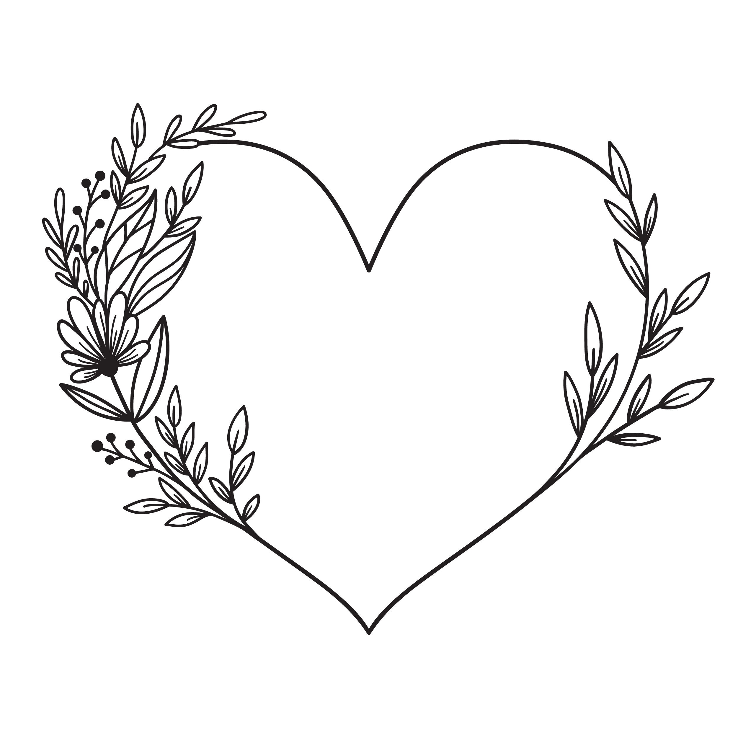 15 FLOWER HEART Svg BUNDLE Floral Frame Png Botanical Heart Border Svg ...