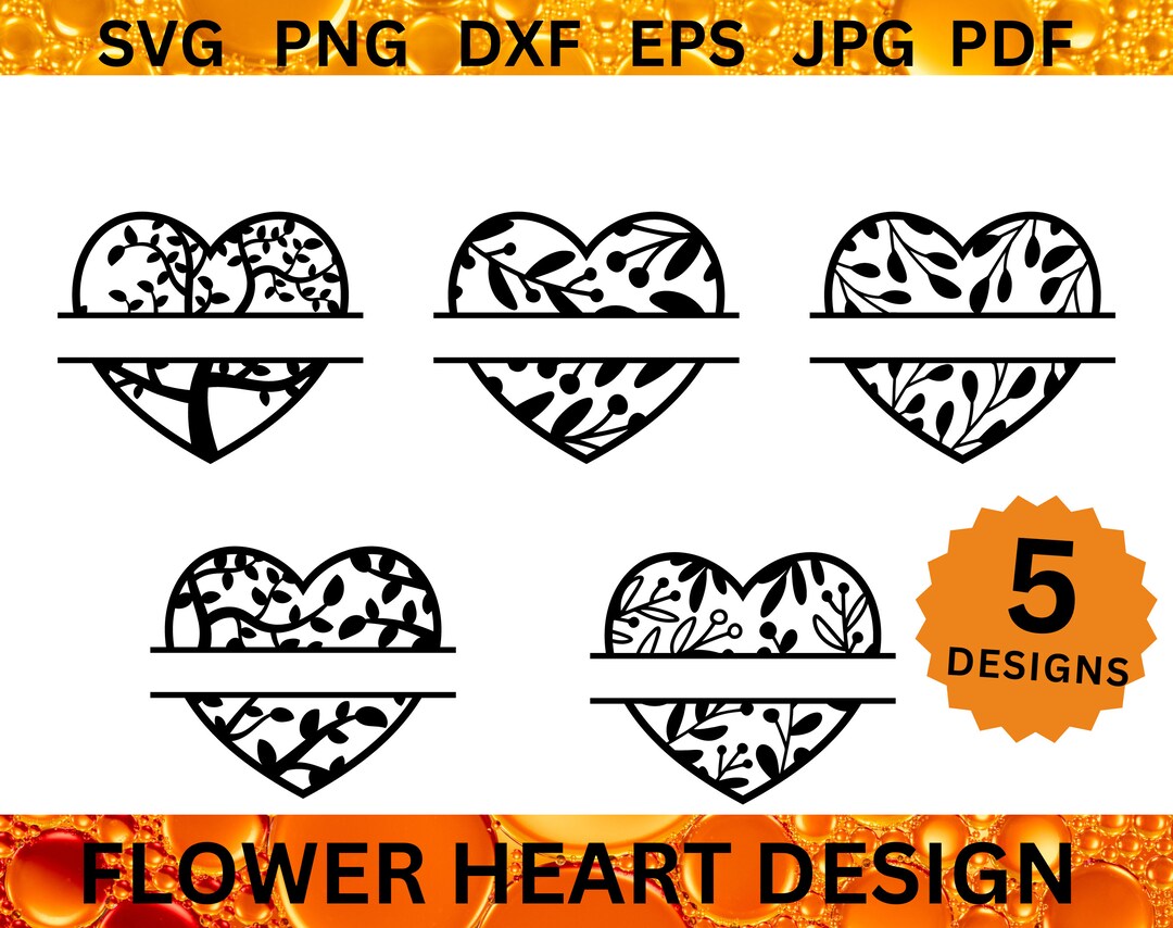 FLOWER HEART Svg Floral Frame Png Botanical Heart Border Monogram ...
