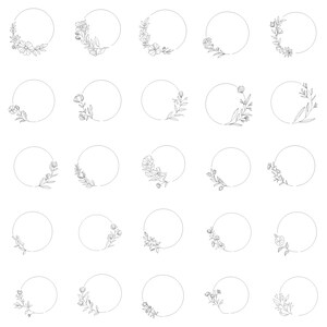 50 FLORAL CIRCLE SVG Bundle Circle Frame Svg Flower Wreath Botanical Frame Wedding Wreath Svg Cricut Silhouette Svg Png Dxf Eps Jpg Ai Pdf image 5