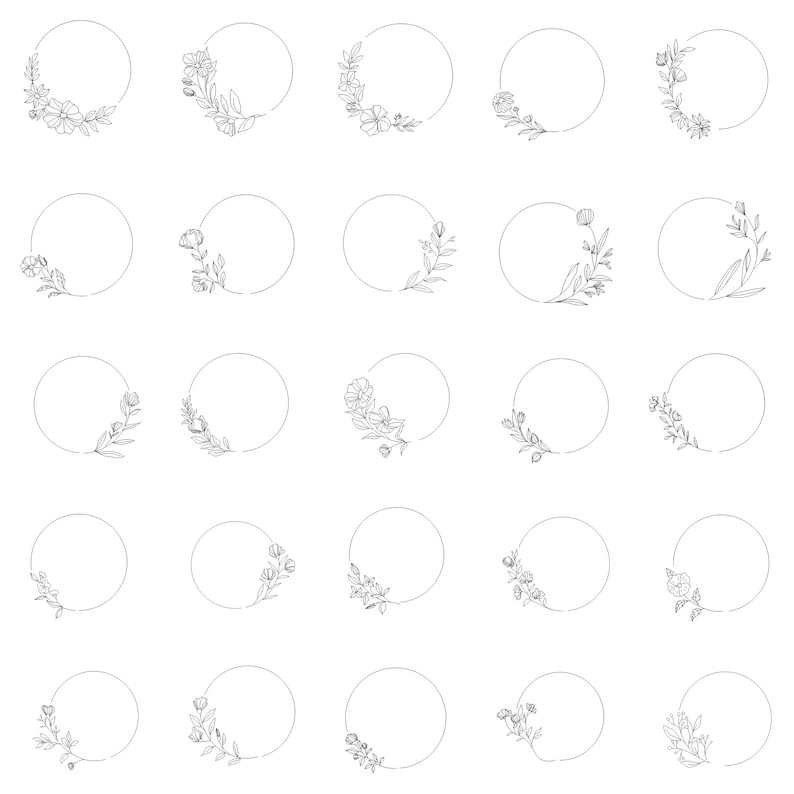 50 FLORAL CIRCLE SVG Bundle Circle Frame Svg Flower Wreath Botanical Frame Wedding Wreath Svg Cricut Silhouette Svg Png Dxf Eps Jpg Ai Pdf image 5