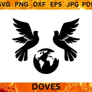 PALOMA SVG Archivo Paz CRICUT Paloma Silueta Paz Paloma Clipart Paloma Png Pájaro Volador Bosquejo Planeta Corte Archivo Paz Svg Png Dxf Eps Jpg Pdf