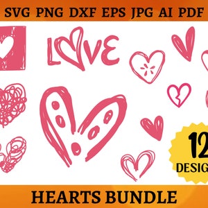 12 HEART SVG BUNDLE Heart Art Svg Cute Heart Svg Valentine’s Day Decor Cricut Cut File Love Art Clipart Digital Svg Png Dxf Eps Ai Pdf Jpg