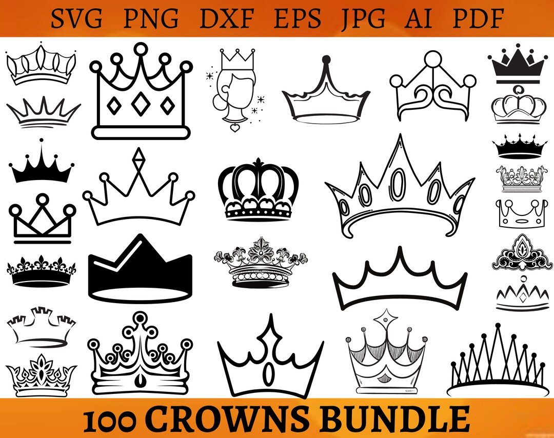 100 CROWN SVG BUNDLE King Crown Svg Cut File Princess Tiara Cricut Svg