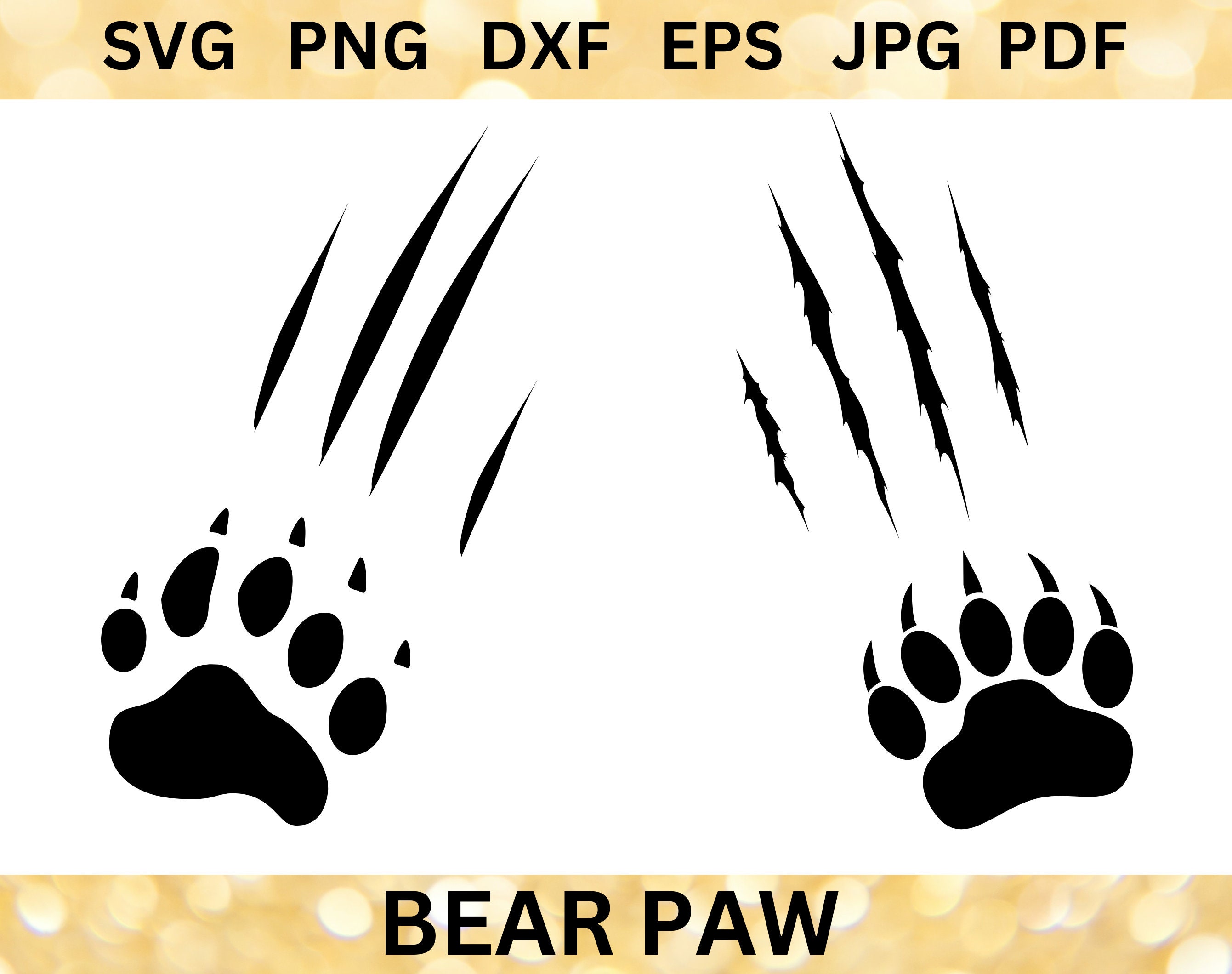 クマの足跡 SVG モンスターの爪 Cricut クマのひっかき傷 PNG 野生動物