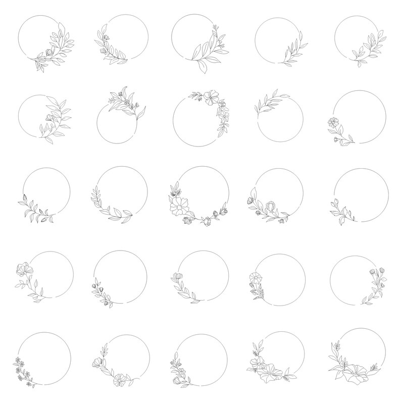 50 FLORAL CIRCLE SVG Bundle Circle Frame Svg Flower Wreath Botanical Frame Wedding Wreath Svg Cricut Silhouette Svg Png Dxf Eps Jpg Ai Pdf image 6